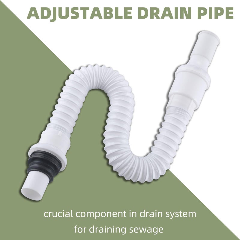 Angle Simple Sink Drain Hose, Plastic Flexible Bathroom Drain Pipe Extender, 1 1/4" OD, Length of 17 1/2" to 35 1/4" - Image 4